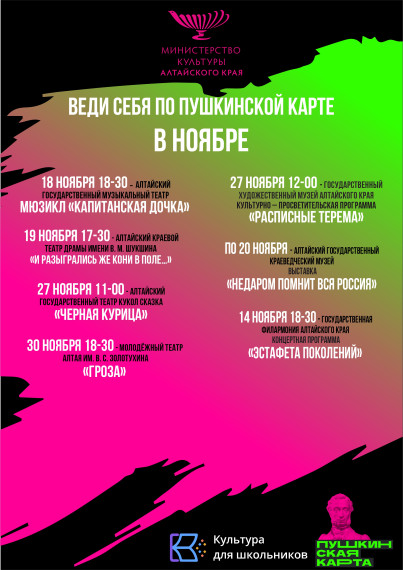 рекомендуемые к посещению мероприятия по Пушкинской карте из числа всех мероприятий программы на ноябрь-декабрь 2022 в рамках проекта «Культура для школьников».